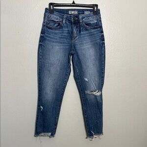 Rewash Blue Ankle Cropped Distressed Jeans